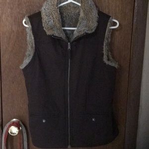 Reversible brown and faux fur vest